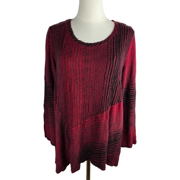 Habitat Making Waves Tunic Top Size Large Cranberry Textured Swirl Lagenlook - Picture 5 of 10